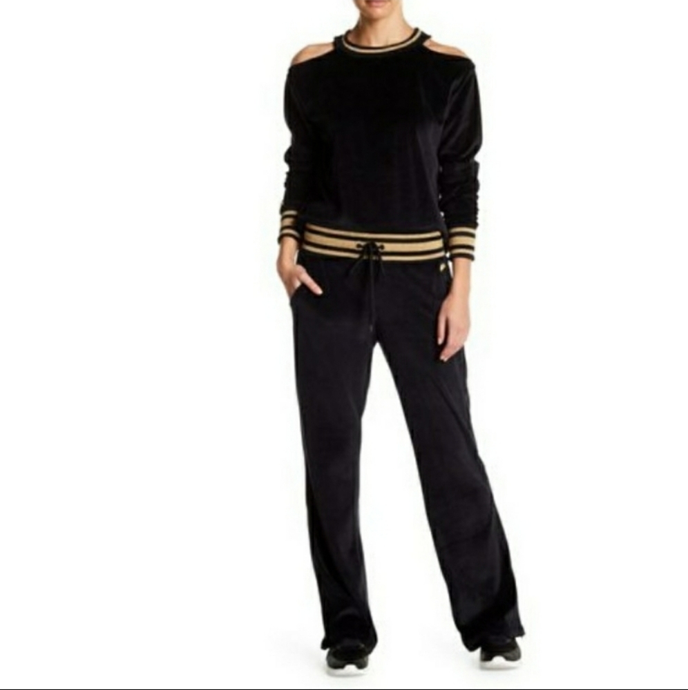 C&C california Black Gold velour Track pants S